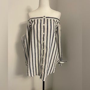 Derek Lam linen off shoulder button down